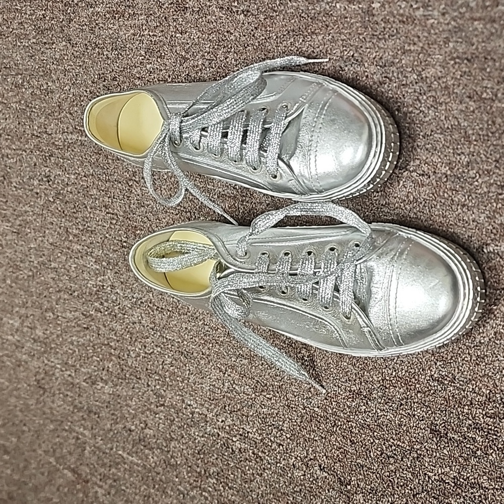 CHANEL, silver sneakers, size 40 1/2 C. EUC. They are new without tags.